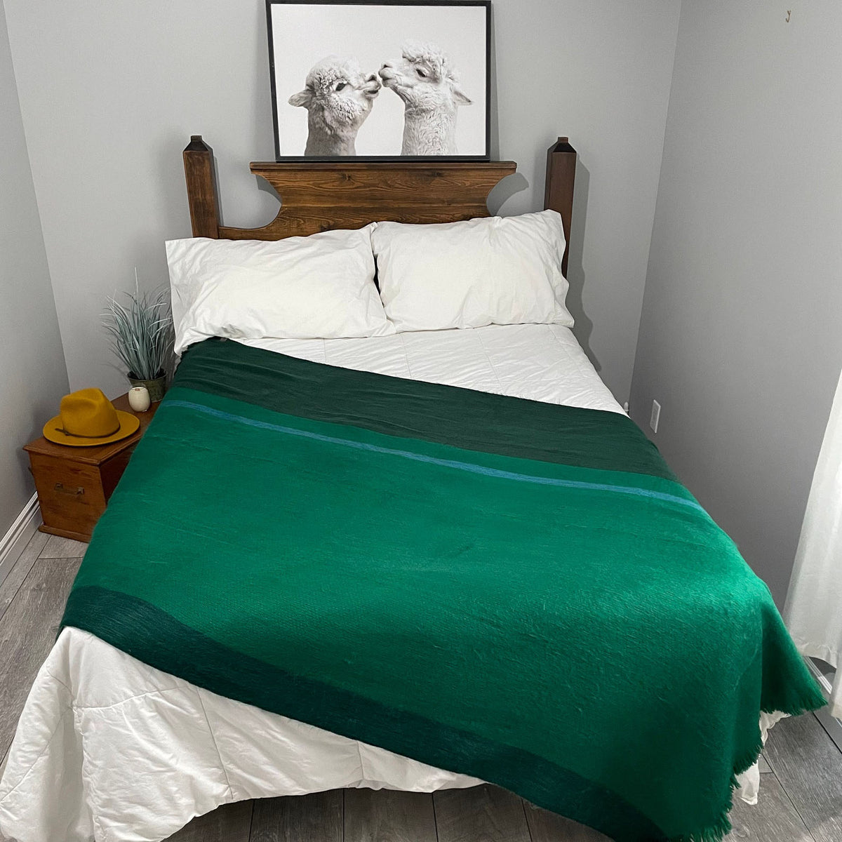 Alpaca Throw Blanket retailer Green emerald