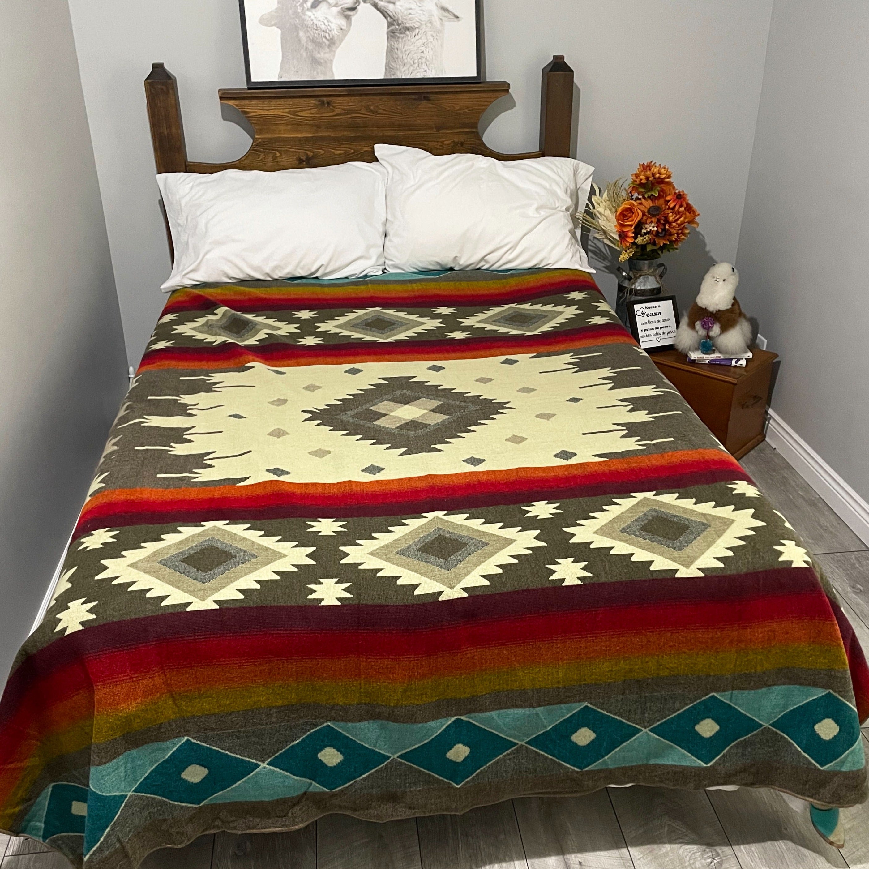 Luxurious Western Double Sided Alpaca Fiber Blanket Tribal Alpaca